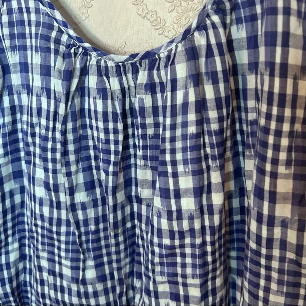 Blue and White Checkered Dress J Crew plaid gingham dress tank S small great
